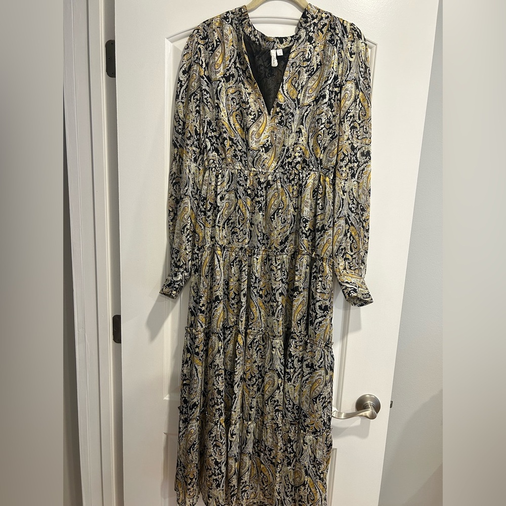Elan Black Paisley Dress - Size Small